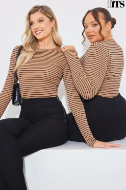 Online In the Style Striped Ribbed Long Sleeve Top