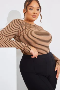 Online In the Style Striped Ribbed Long Sleeve Top
