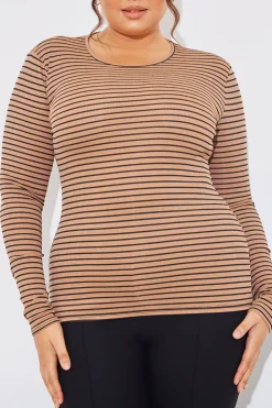 Online In the Style Striped Ribbed Long Sleeve Top