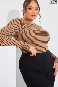 Online In the Style Striped Ribbed Long Sleeve Top