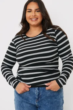 Online In the Style Striped Ribbed Long Sleeve Top