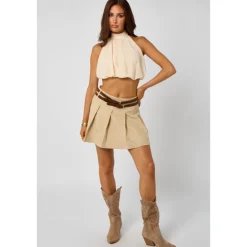 Online Urban Bliss Suede Belted Pleated Skirt
