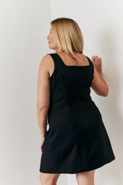New In the Style Tailored Button Through Mini Dress Black