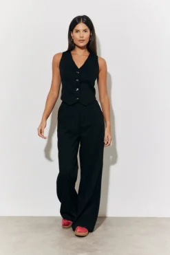 Outlet In The Style Tailored Button Through Waistcoat Black