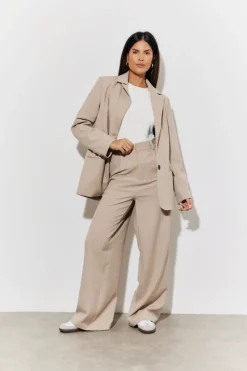 Discount In The Style Tailored High Waist Trousers Taupe