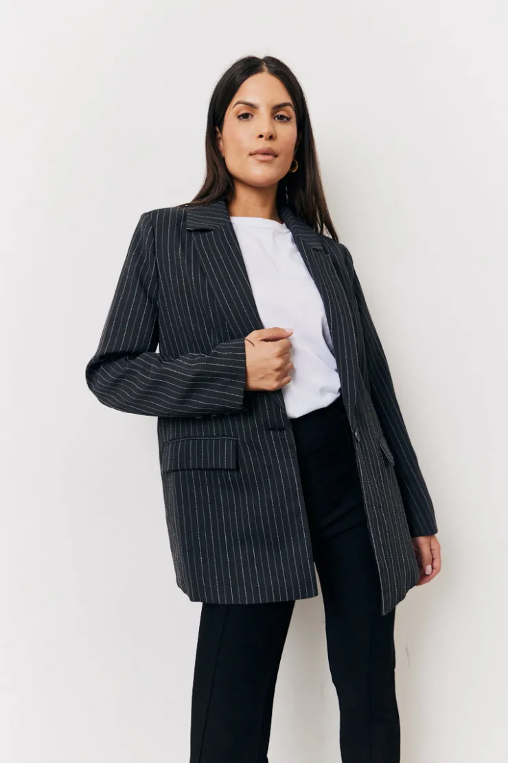 Sale In The Style Tailored Pinstripe Co-Ord Blazer Grey