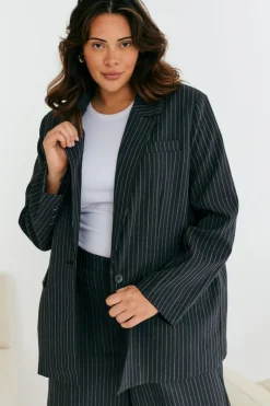 Sale In The Style Tailored Pinstripe Co-Ord Blazer Grey