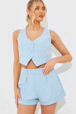 Clearance In the Style Tailored Shorts Blue