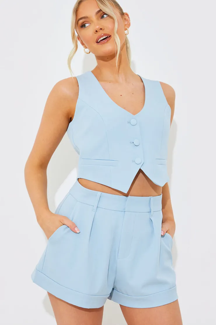Sale In the Style Tailored Waistcoat Blue