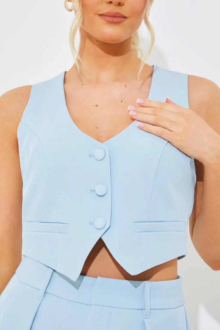 Sale In the Style Tailored Waistcoat Blue