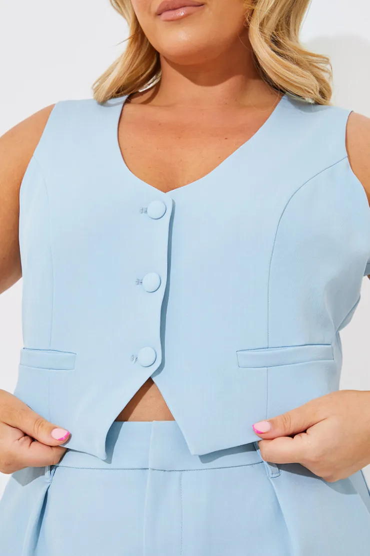 Sale In the Style Tailored Waistcoat Blue