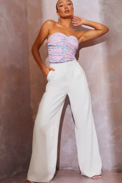 Online In the Style Tailored Wide Leg Trousers White