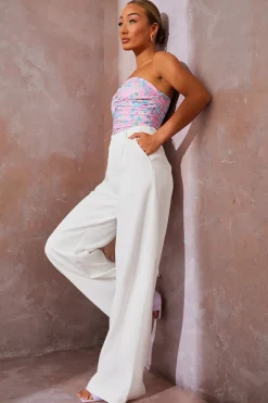 Online In the Style Tailored Wide Leg Trousers White