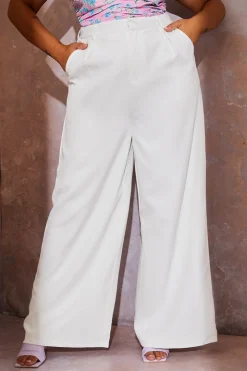 Online In the Style Tailored Wide Leg Trousers White