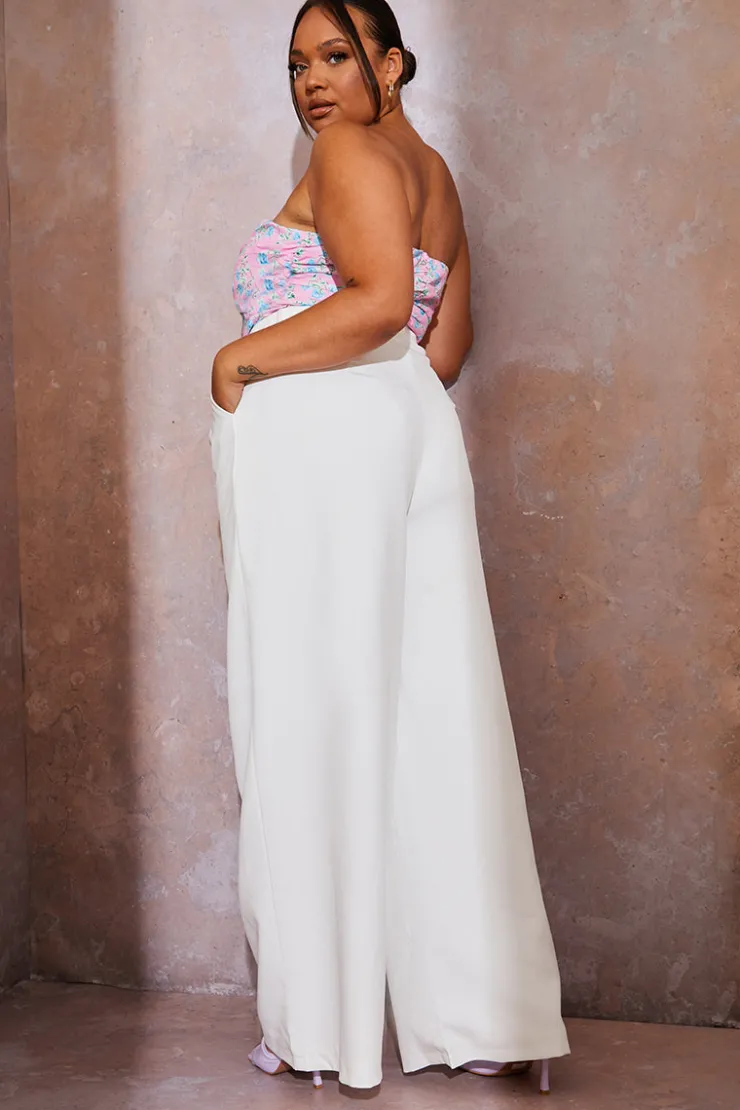 Online In the Style Tailored Wide Leg Trousers White