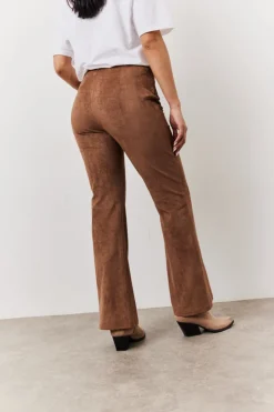 In The Style Faux Suede Straight Leg Trouser Tan