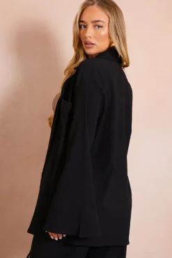 Clearance In the Style Textured Beach Co-Ord Shirt Black