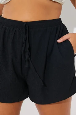 Sale In the Style Textured Beach Co-Ord Short Black