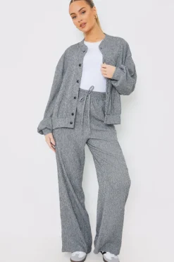 New In the Style Textured Bomber Jacket Grey
