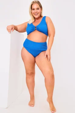 Clearance Billie Faiers Textured Crinkle Scoop Neck Ring Detail Bikini Top