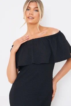 Sale In the Style Textured Frill Bardot Midi Dress Black