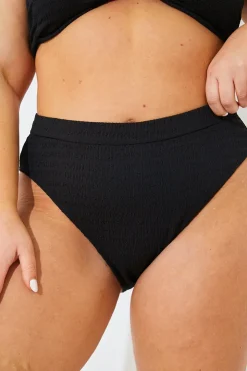In the Style Textured High Waist Bikini Bottoms Black