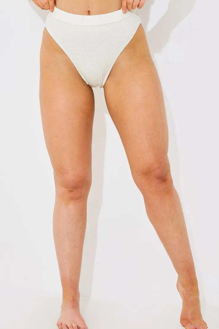 In the Style Textured High Waist Bikini Bottoms Cream