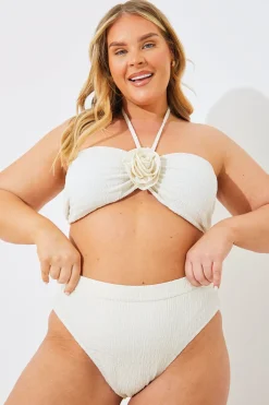 In the Style Textured High Waist Bikini Bottoms Cream