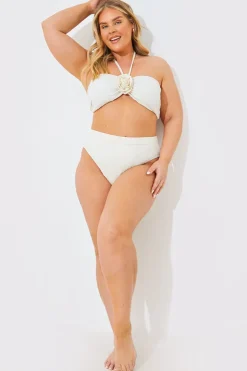 In the Style Textured High Waist Bikini Bottoms Cream