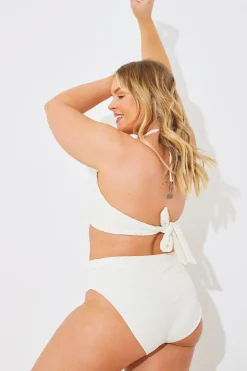In the Style Textured High Waist Bikini Bottoms Cream