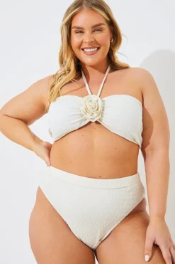 In the Style Textured High Waist Bikini Bottoms Cream