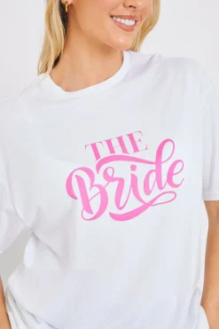 New In The Style The Bride Slogan T-Shirt White