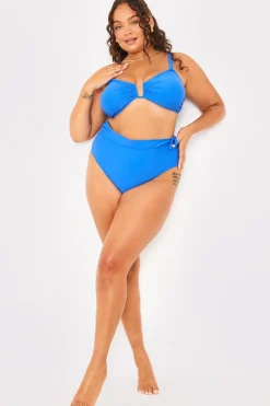 In the Style Tie Detail High Waist Bikini Bottoms Blue