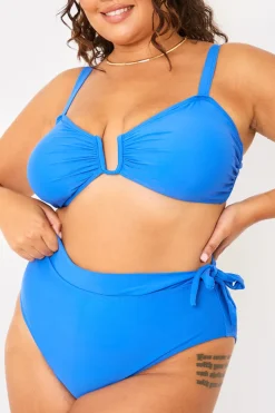In the Style Tie Detail High Waist Bikini Bottoms Blue