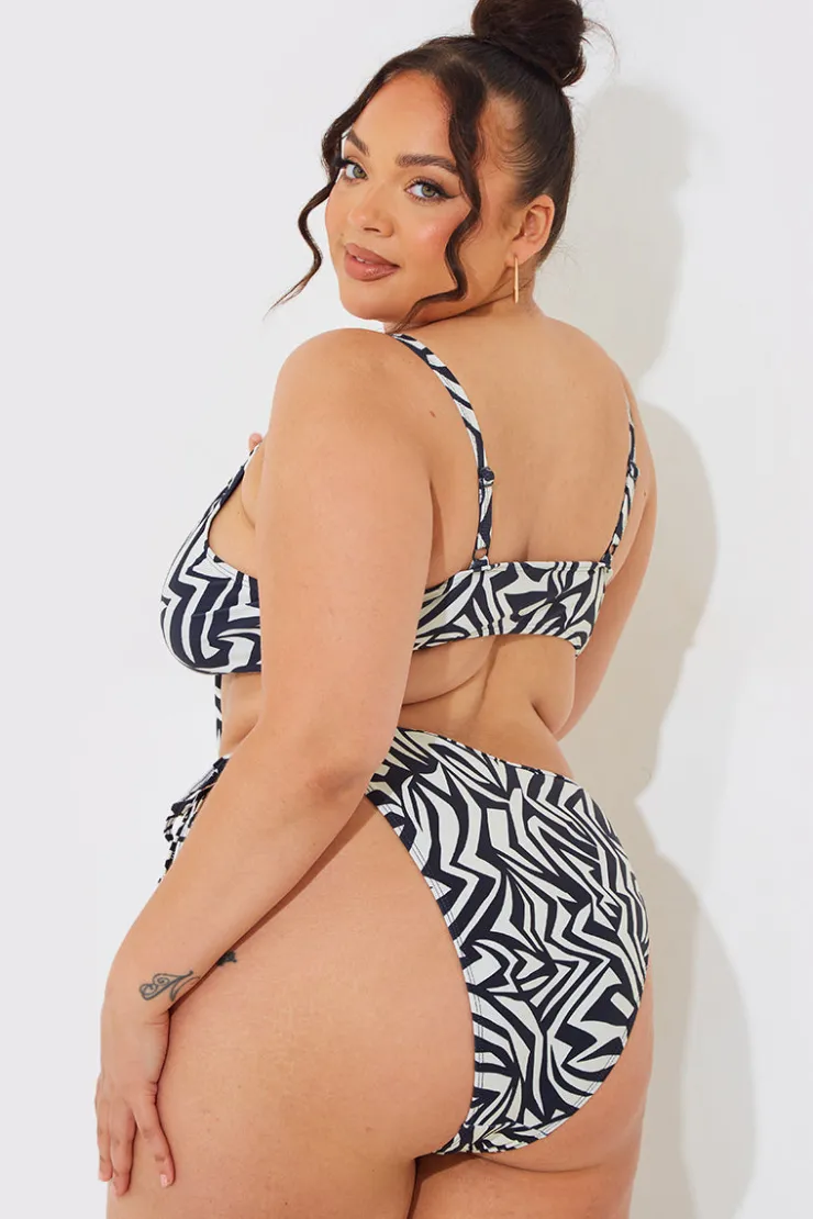 Fits Tie Front Bikini Top Monochrome