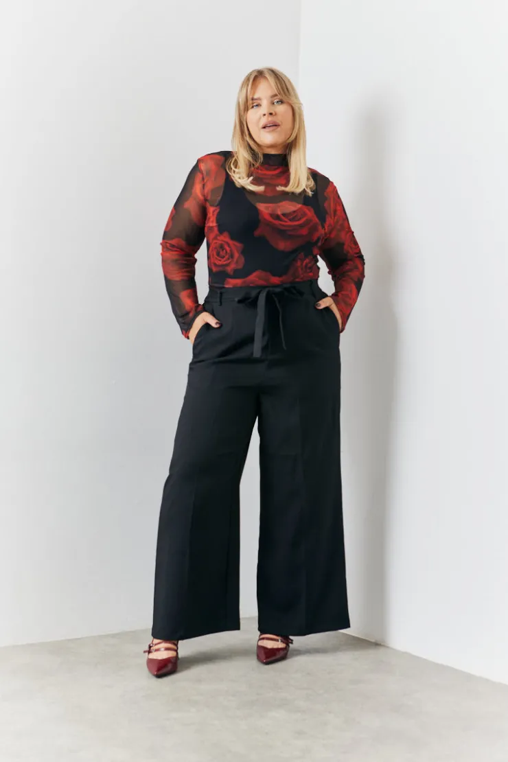 Discount In the Style Tie Front Wide Leg Trouser Black