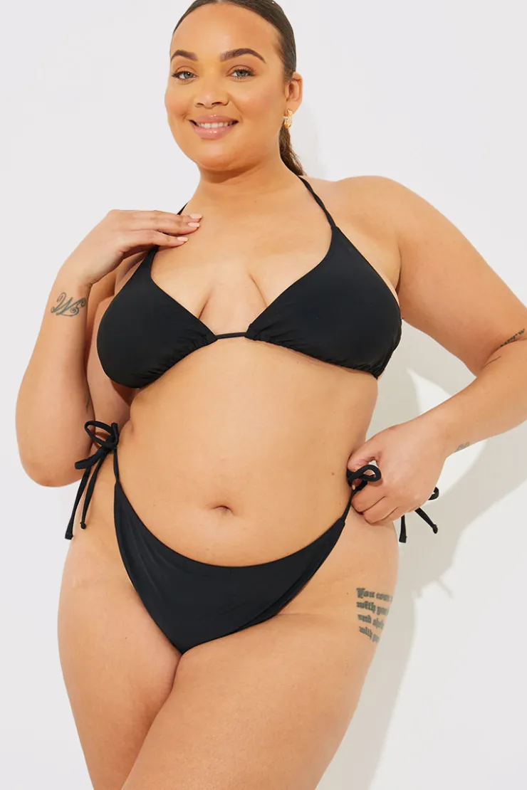 In the Style Tie Side Bikini Bottom Black