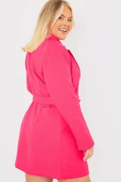 Clearance In the Style Tie Waist Blazer Dress Pink