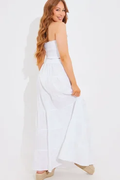 New In The Style Tiered Linen Look Maxi Co-Ord Skirt White
