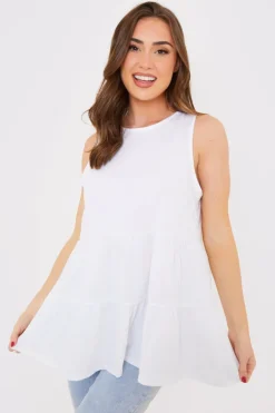 Online In the Style Tiered Smock Top White