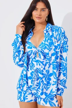 Best In the Style Tropical Co-Ord Shirt White