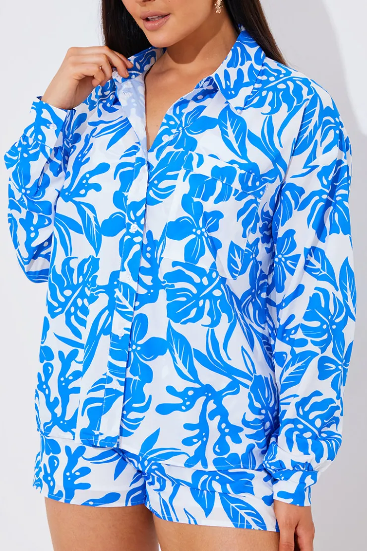 Best In the Style Tropical Co-Ord Shirt White
