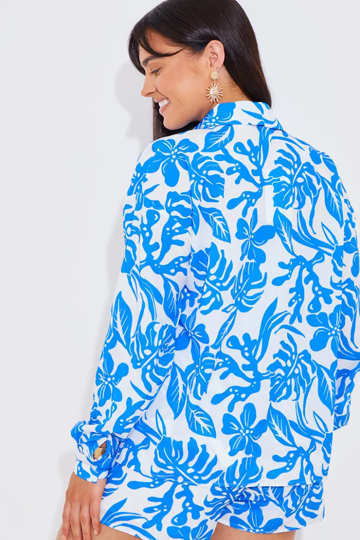 Best In the Style Tropical Co-Ord Shirt White