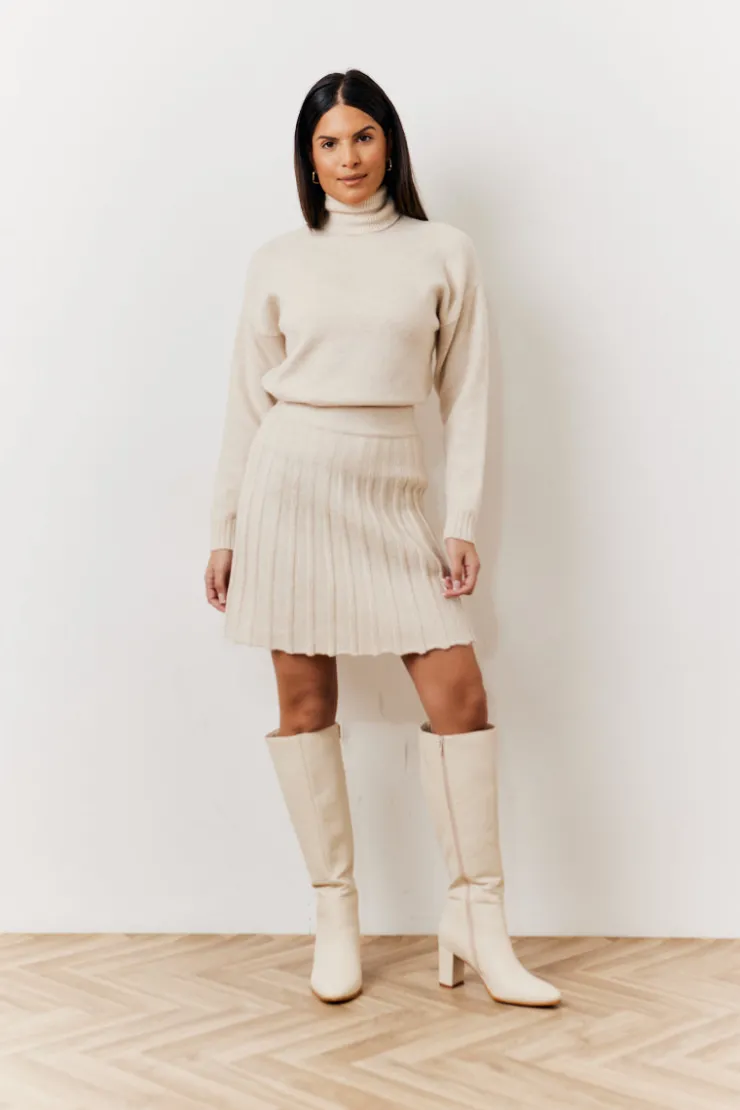 Hot In The Style Turtle Neck Co-Ord Jumper Cream