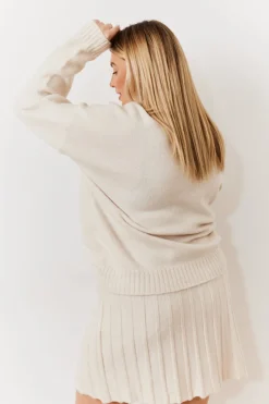 Hot In The Style Turtle Neck Co-Ord Jumper Cream