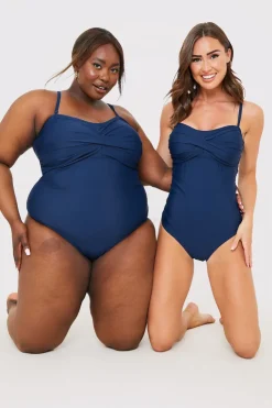 Outlet In the Style Twist Bust Swimsuit Navy
