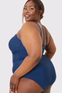 Outlet In the Style Twist Bust Swimsuit Navy