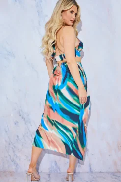 Clearance In the Style Twist Front Midi Skirt Multi