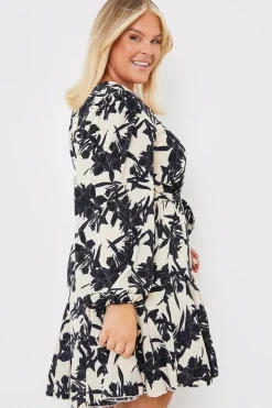 Clearance In the Style V Neck Balloon Sleeve Godet Mini Dress Stone