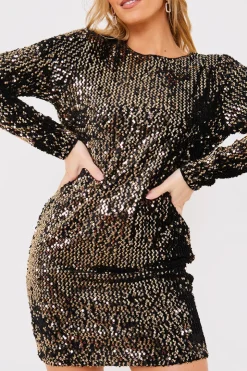 Best In the Style Velvet Sequin Mini Dress Black